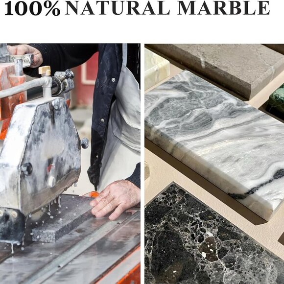 Real Natural Round Marble Tray for Bathroom, Genuine Marble Stone Vanity Tray, L - Picture 9 of 9